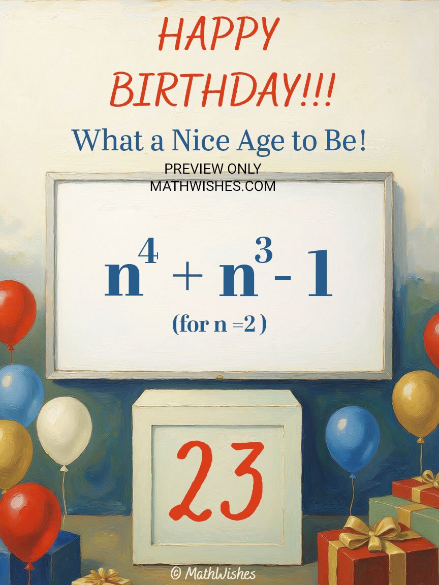 23rd Birthday Card - Algebra Equation product image (1)