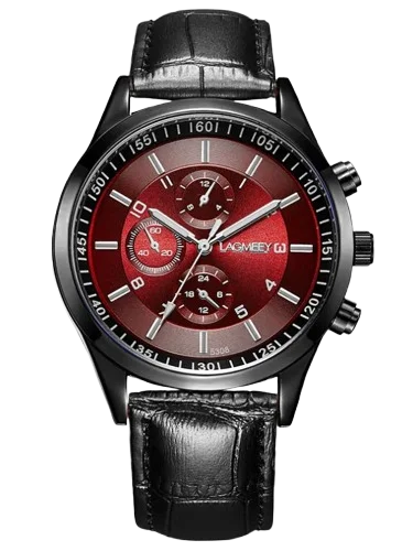 Korean students ultra-thin men's black steel belt sports luminous waterproof explosion three eyes, imitation six needle black watches product image (1)