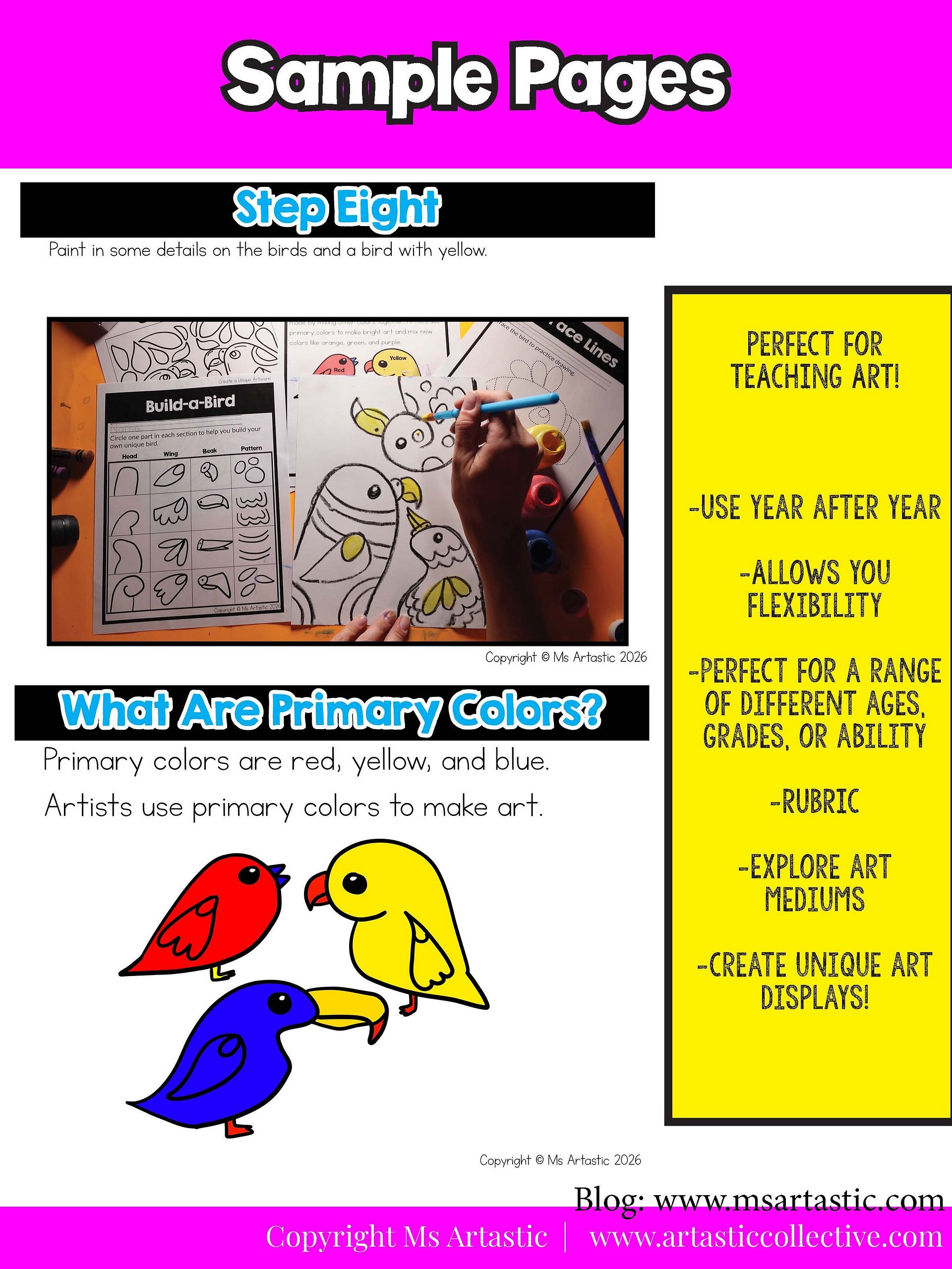 Primary Colors Art Lesson Bird Art Project Kindergarten Art Activity product image (7)