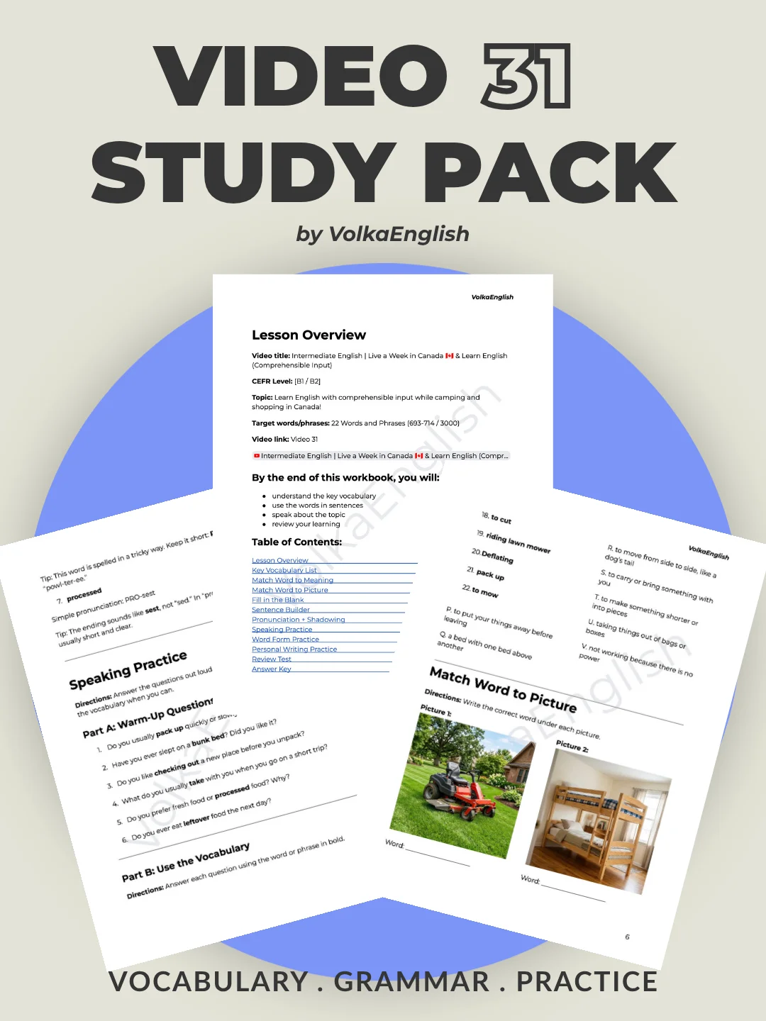Intermediate English | Live a Week in Canada 🇨🇦 & Learn English (Comprehensible Input) - Video 31 Study Pack product image (1)