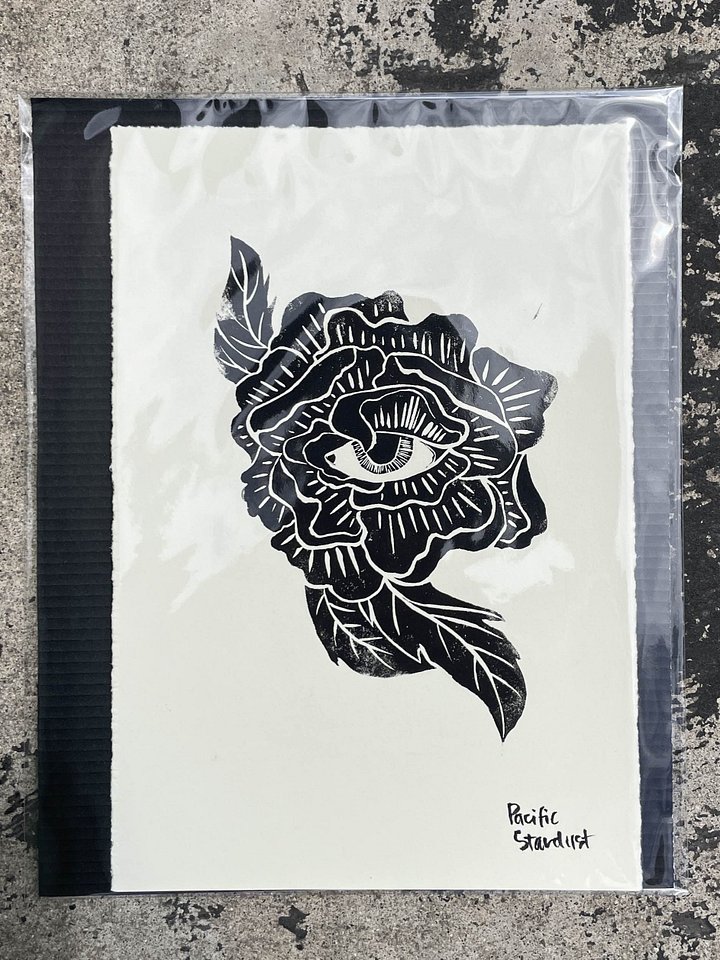 Peony linocut print product image (2)