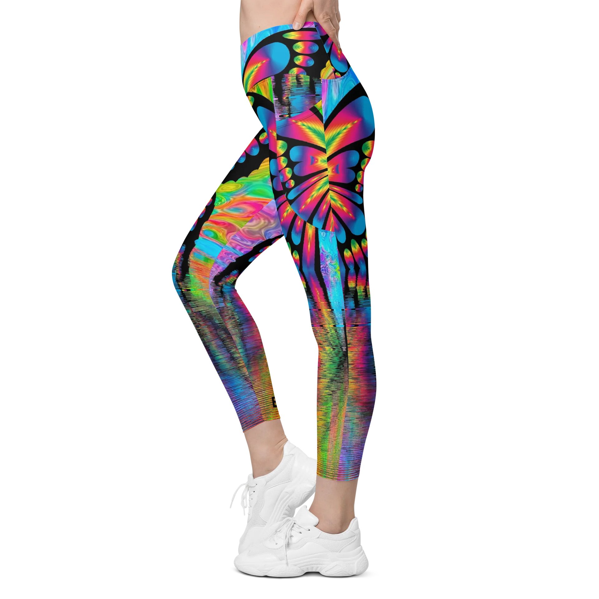 'Butterflies' Crossover Leggings with Pockets product image (4)