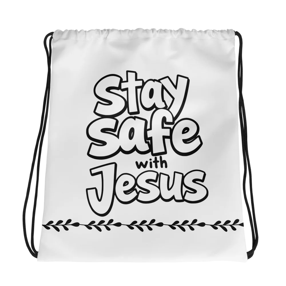 Stay Safe with Jesus Drawstring Bag product image (2)