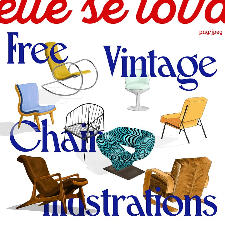 Free Vintage Designer Chair Illustrations product image (1)