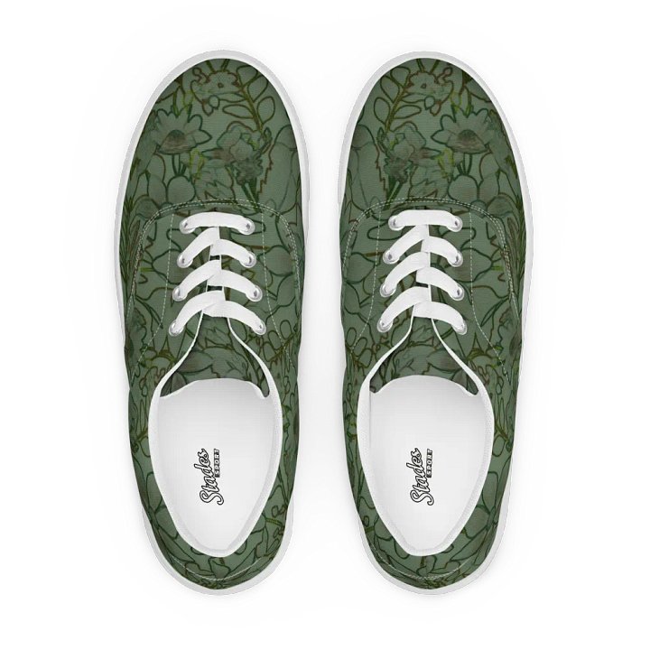 Line art Green and Dark green Floral/Women's Lace-Up Canvas Shoes by Allcolor product image (1)
