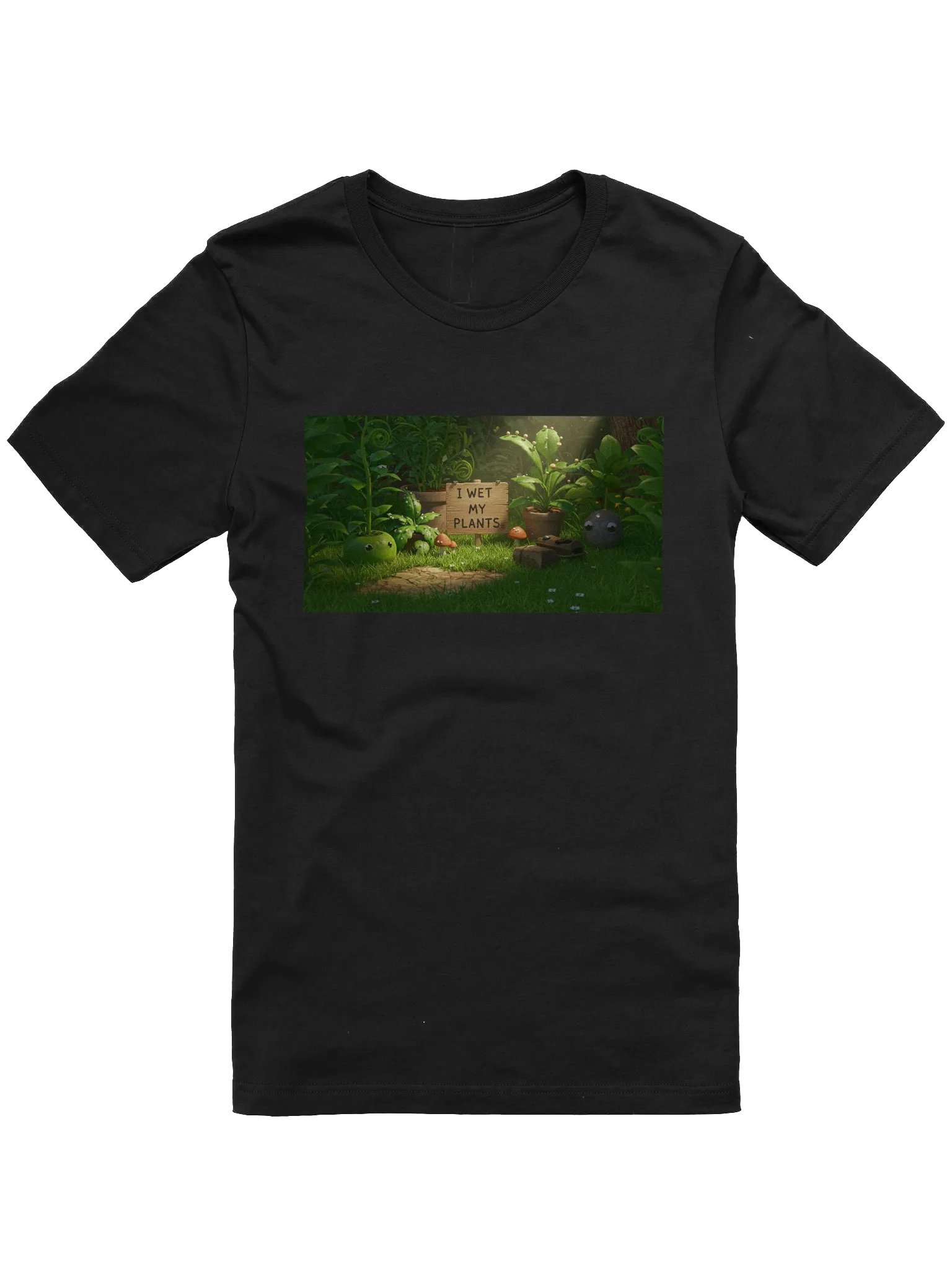 I Wet My Plants - Whimsical Garden Scene T-Shirt product image (2)