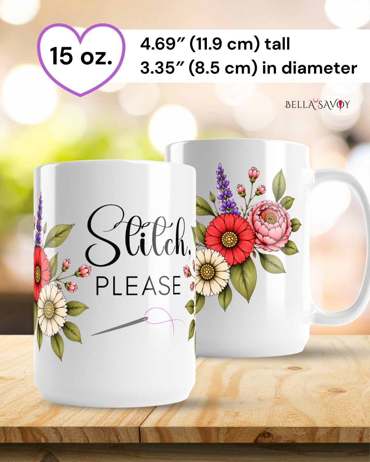 Stitch, Please Floral Mug for Stitch Craft Lovers product image (4)