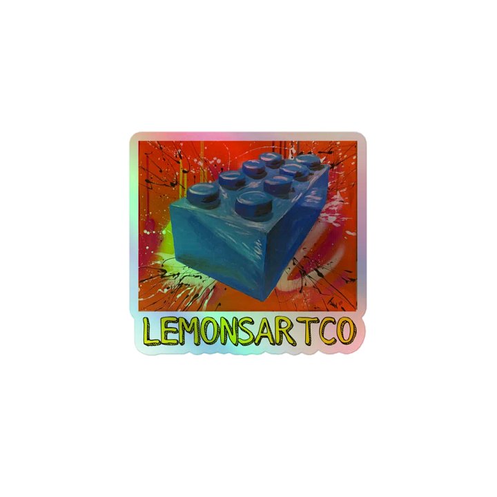 POP Brick (Blue Brick/Red Background) Holographic Sticker product image (1)