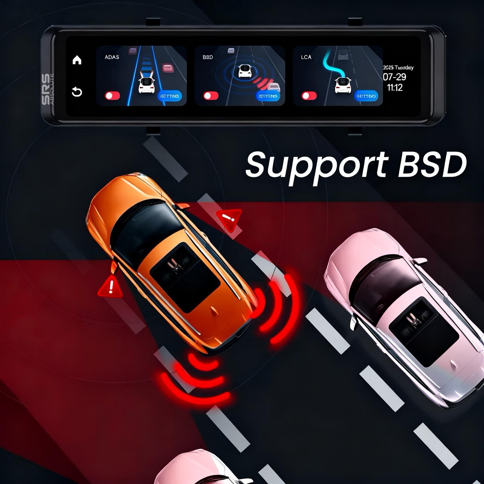 SRS ABSOLUTE 4K 4G Mirror Dash Cam Front Rear Dual Record GPS Tracking Live Video ADAS BSD Park Monitor Timelapse Reverse Parking Remote Playback Voice Calling 1TB MicroSD SIM Support product image (2)
