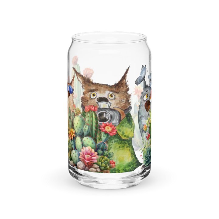 Desert Bloom: A Tale of Resilience Glass Can | 16 oz Friendship Blossoms Drinkware product image (1)
