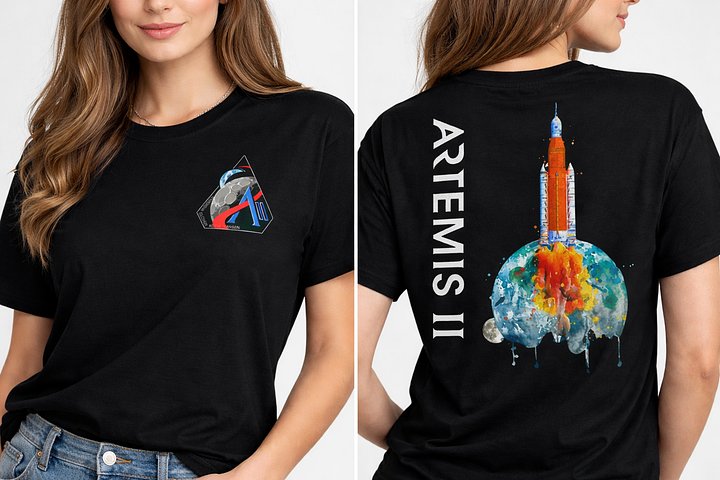 Artemis 2 Mission T-Shirt - NASA Lunar Orbit 2026 Commemorative Art product image (1)