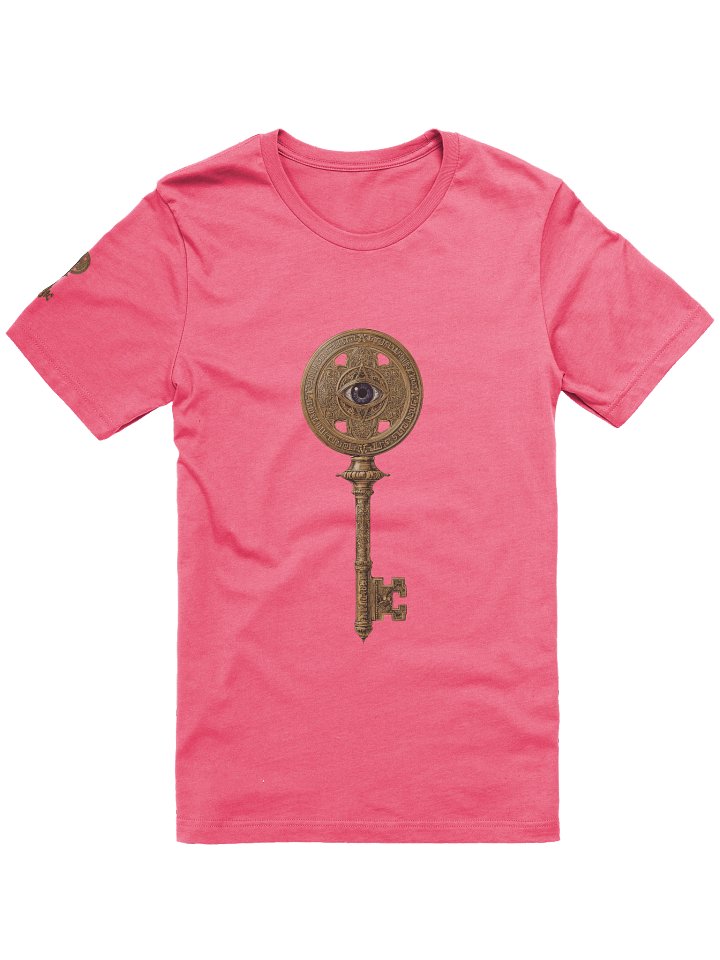 The Gatekeeper’s Key Classic T-Shirt – Front & Right Shoulder Print | Charity Pink | Bella+Canvas 3001 product image (1)
