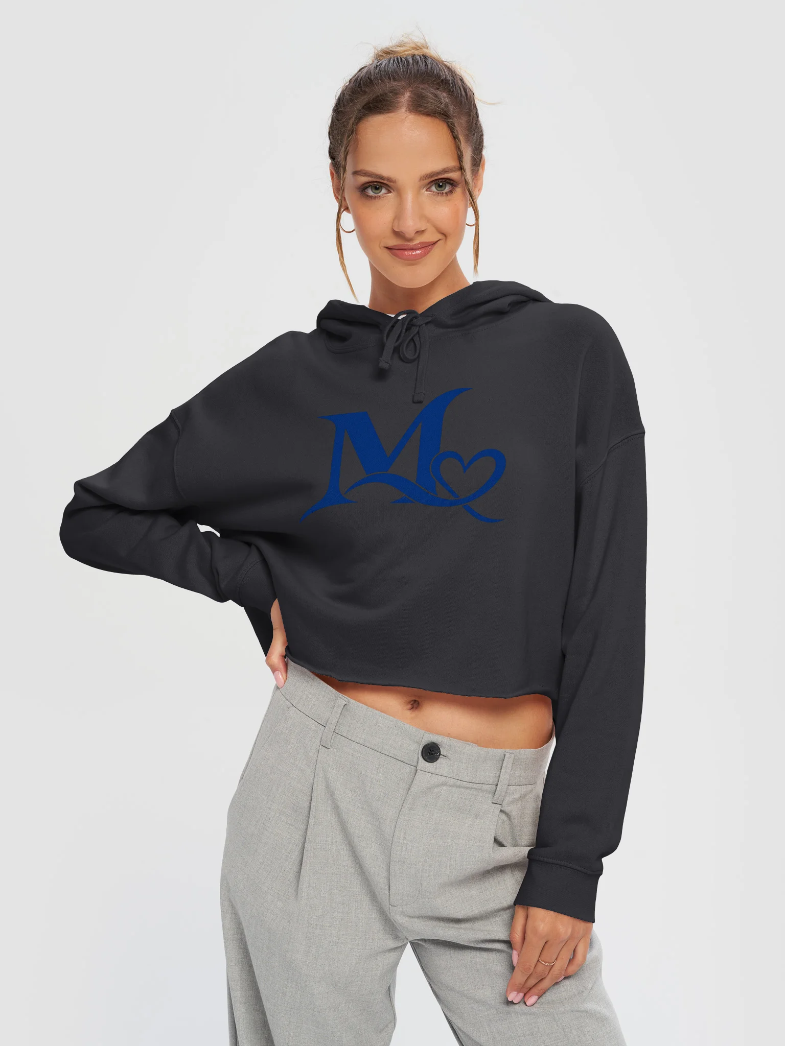 Blue M Heart Crop Hoodie product image (15)