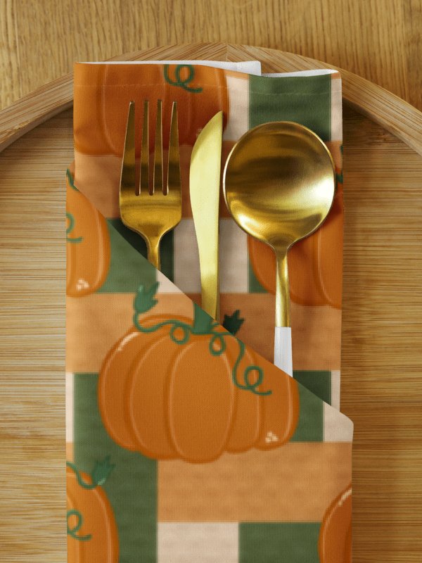 Pumpkin Plaid Cloth Napkin Set product image (1)