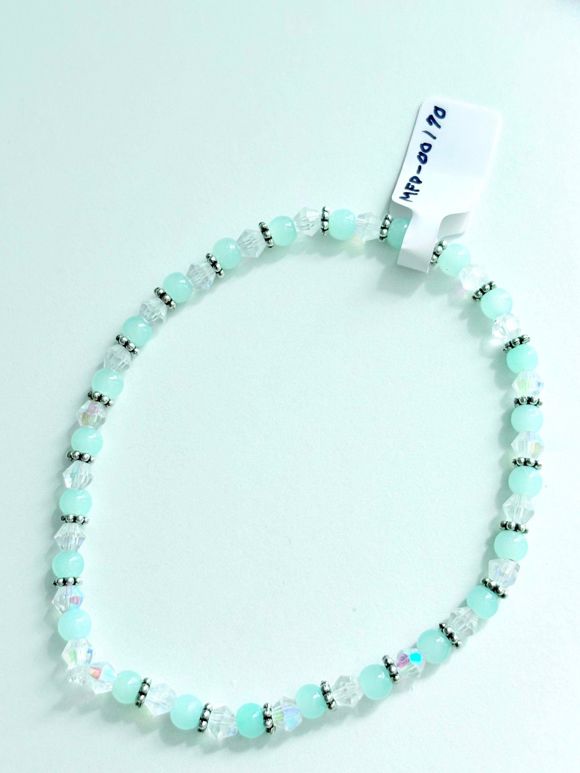 MFD-00170 | Handmade 8" Turquoise & Metallic Bead Stretch Bracelet | Coastal Charm Jewelry by Monique Faella Designs™ product image (7)