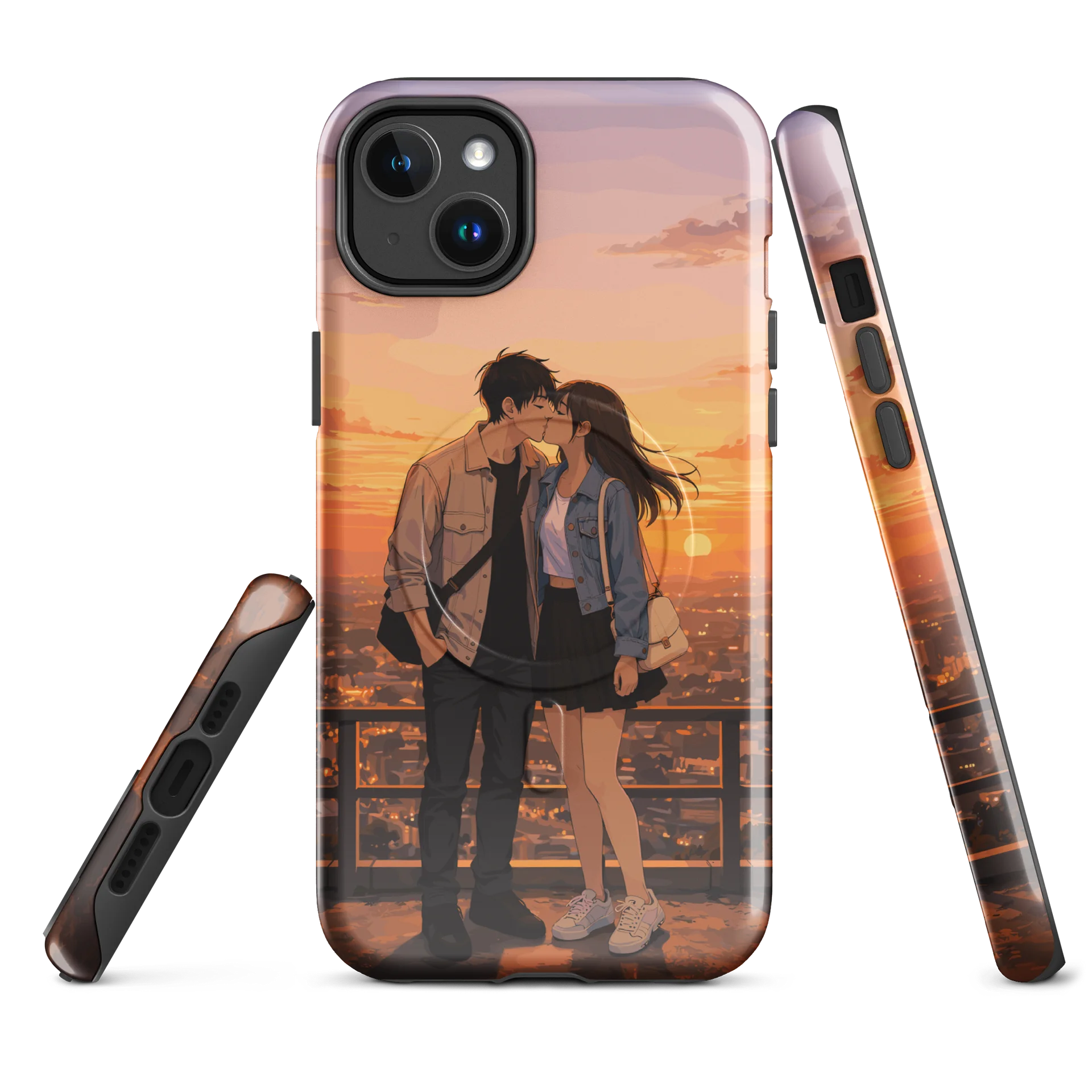 Anime couple sunset kiss on the city iPhone® Tough Case product image (2)