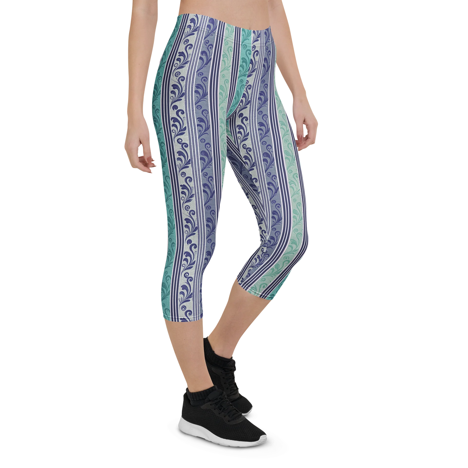 Blue Stripe Wave Capri Leggings product image (7)
