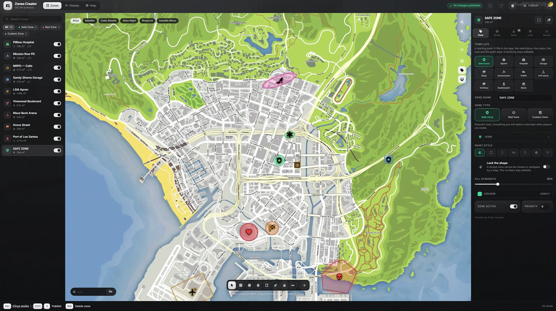 FiveM Zone Creator – Safe Zones, PvP, Traffic & 35 Rules In-Game [ESX/QBCore/QBOX] product image (1)