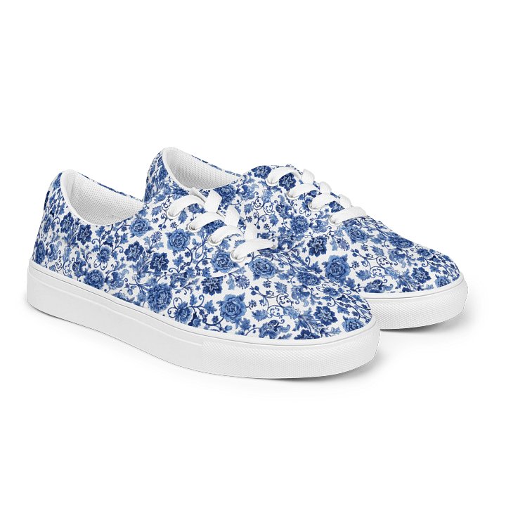 Blue Floral Porcelain Lace Up Shoes product image (2)
