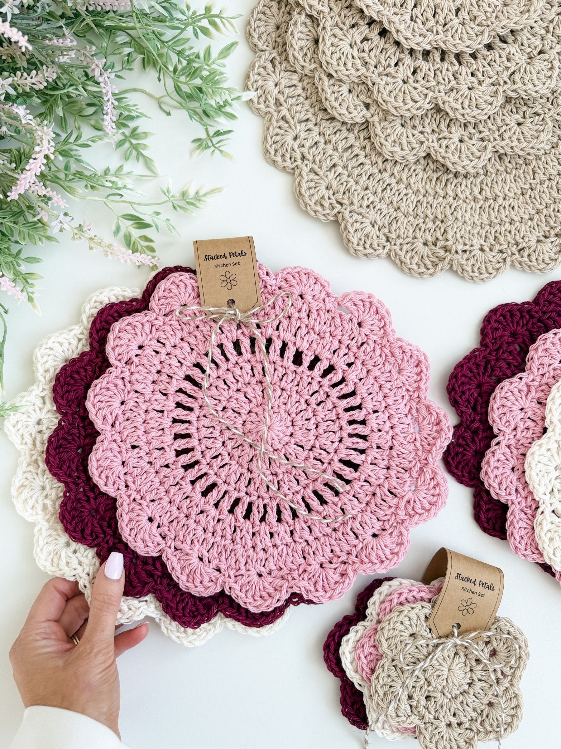 Stacked Petals Kitchen Set Crochet Pattern product image (7)