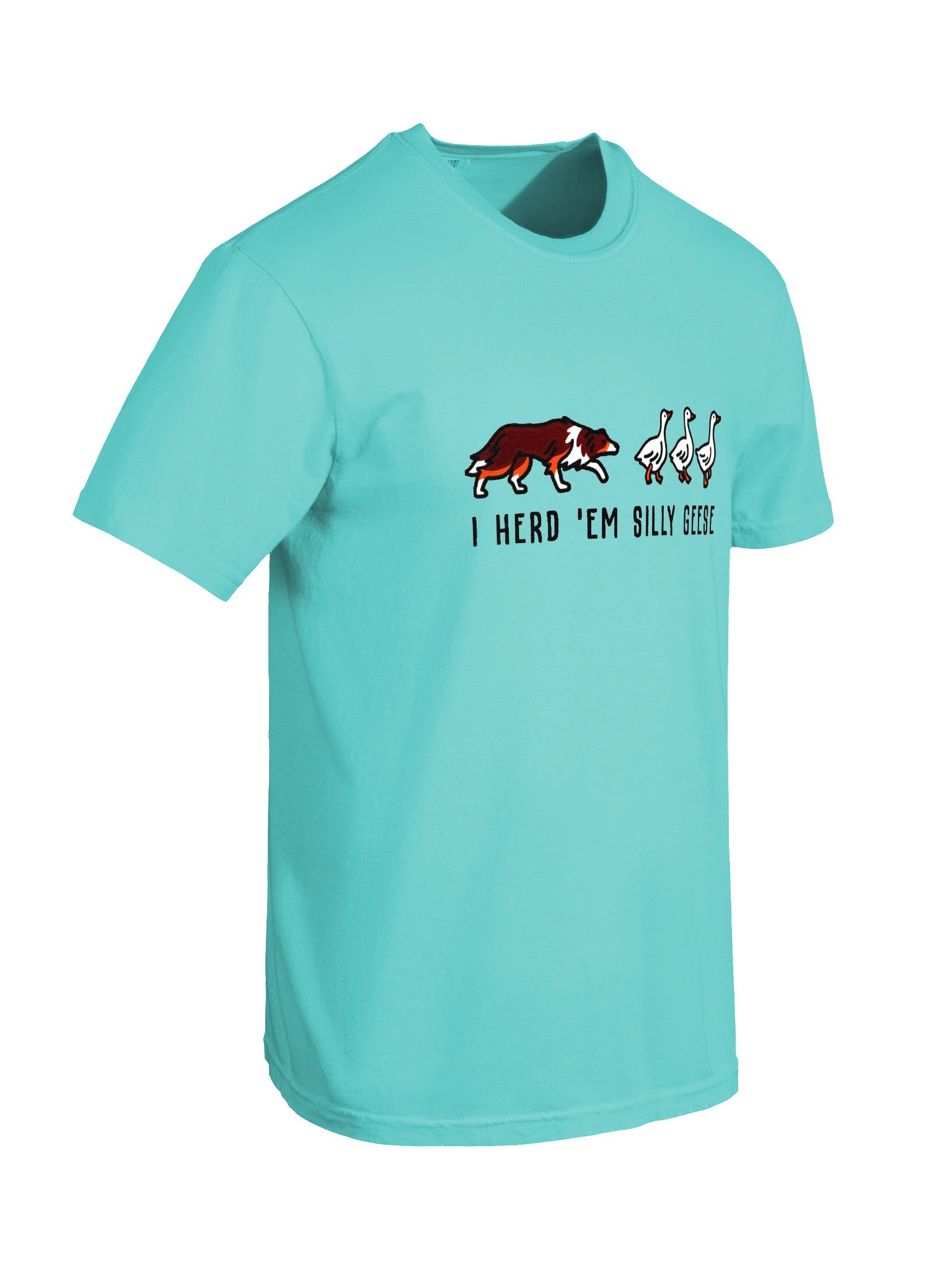 I Herd 'Em Silly Geese T-Shirt(Embroidered) of a Border Collie(Red Tricolor) product image (11)
