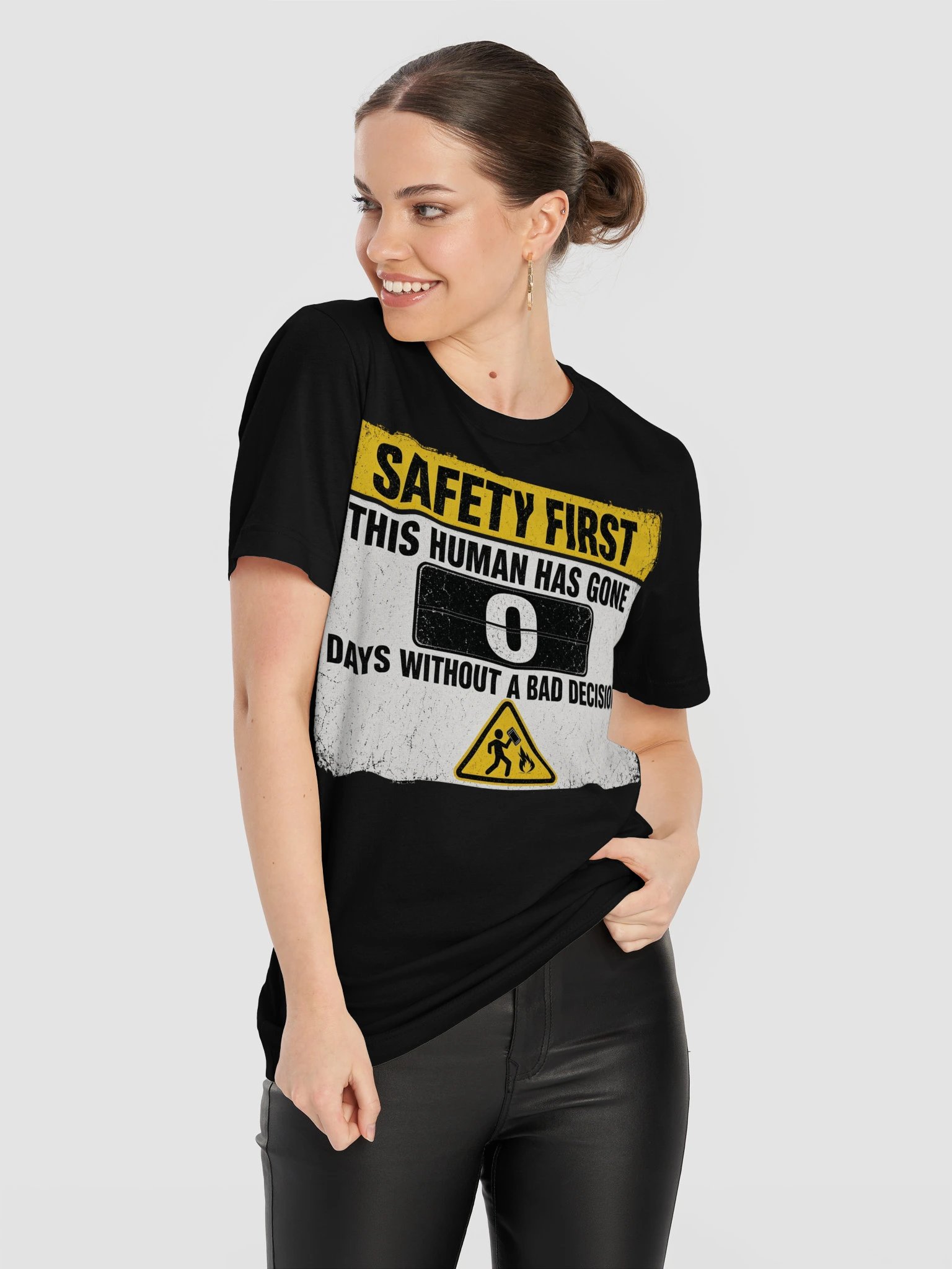 Zero Days Without a Bad Decision Safety Sign Tee product image (61)
