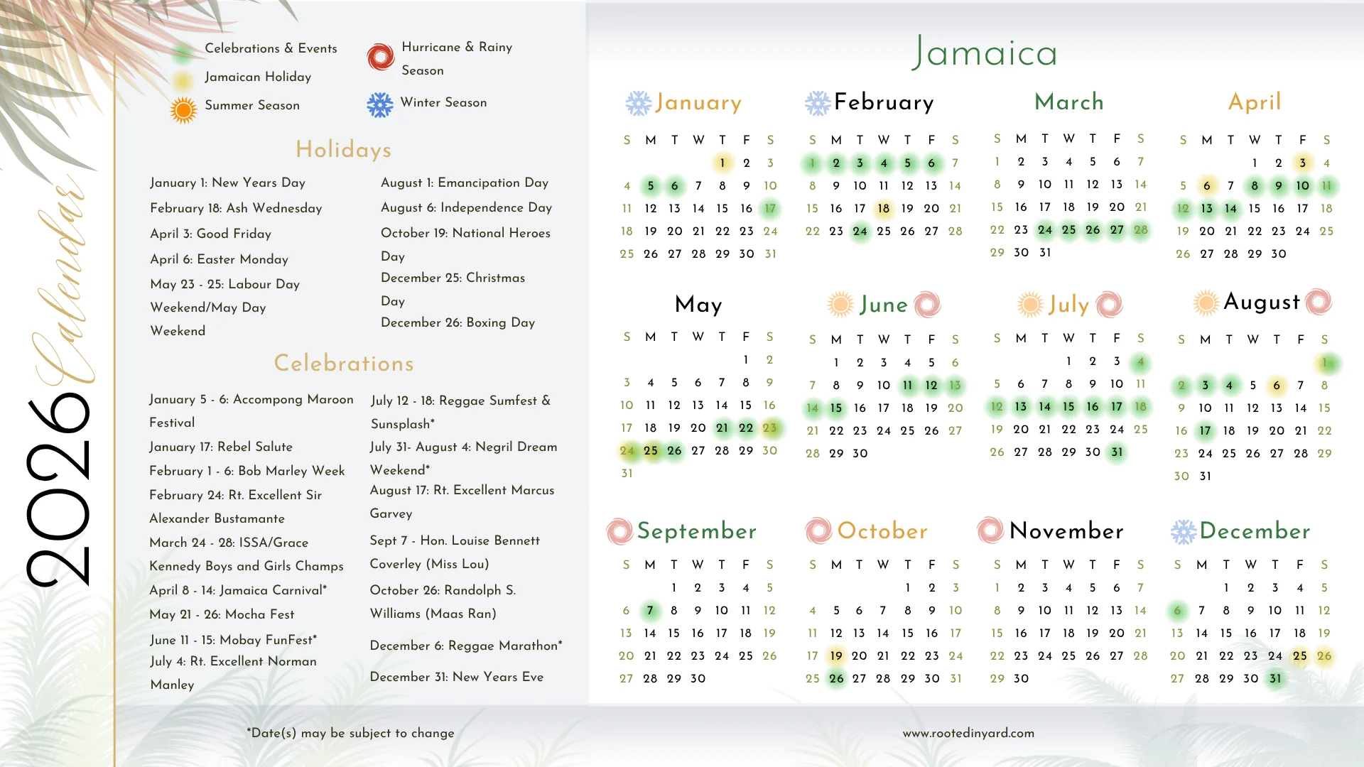 Jamaica Calendar (2025–2026) product image (2)