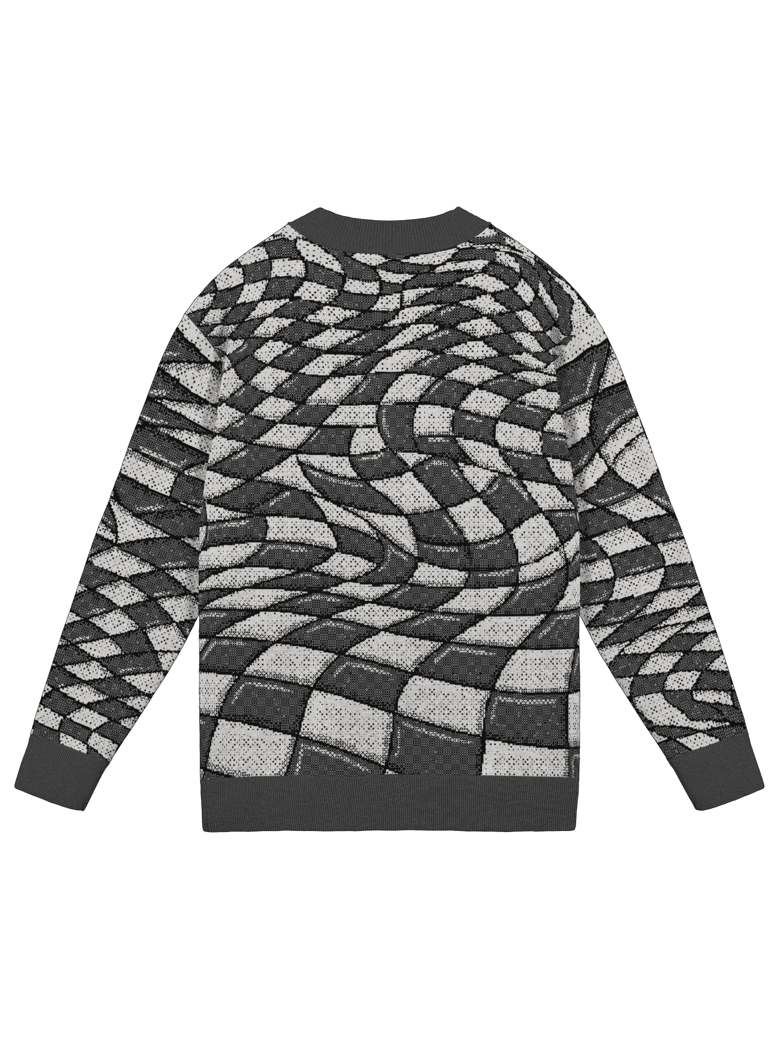 Cardigan Pattern Blueprint: Pocketless Knit Sweater | Distortion Checkered Graphic Cardigan product image (3)