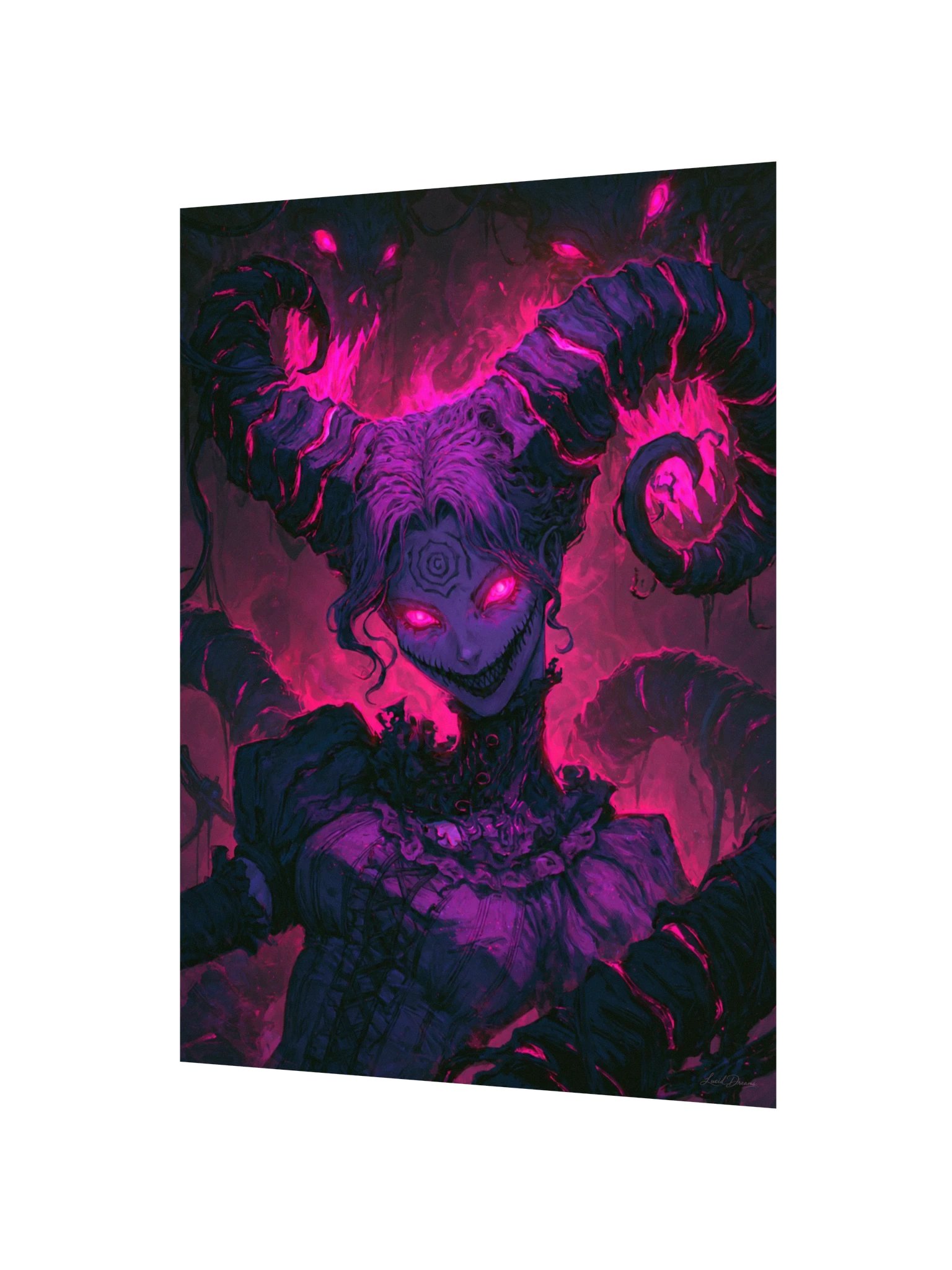 Horned Demon Art Print — Magenta Horned Nightmare product image (6)