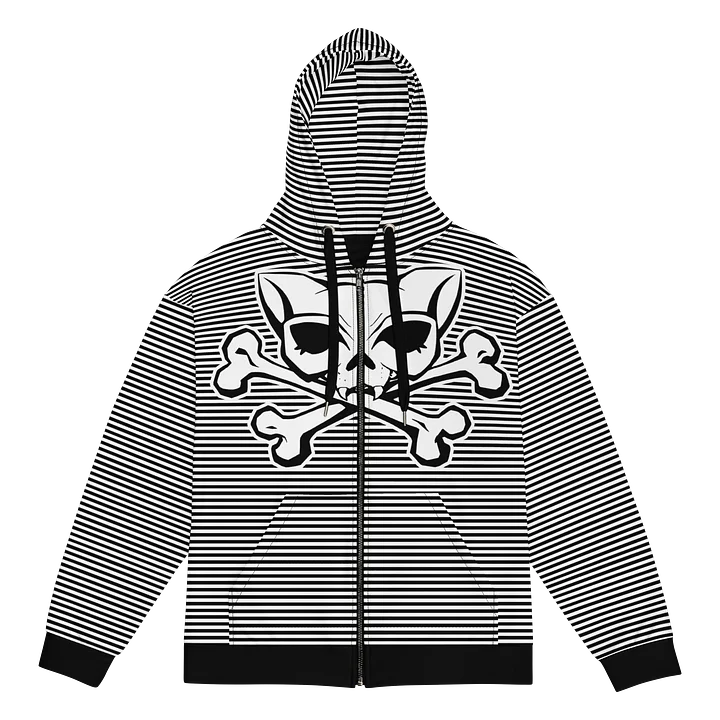Blaque and White Kat Skull Stripped Hoodie product image (1)