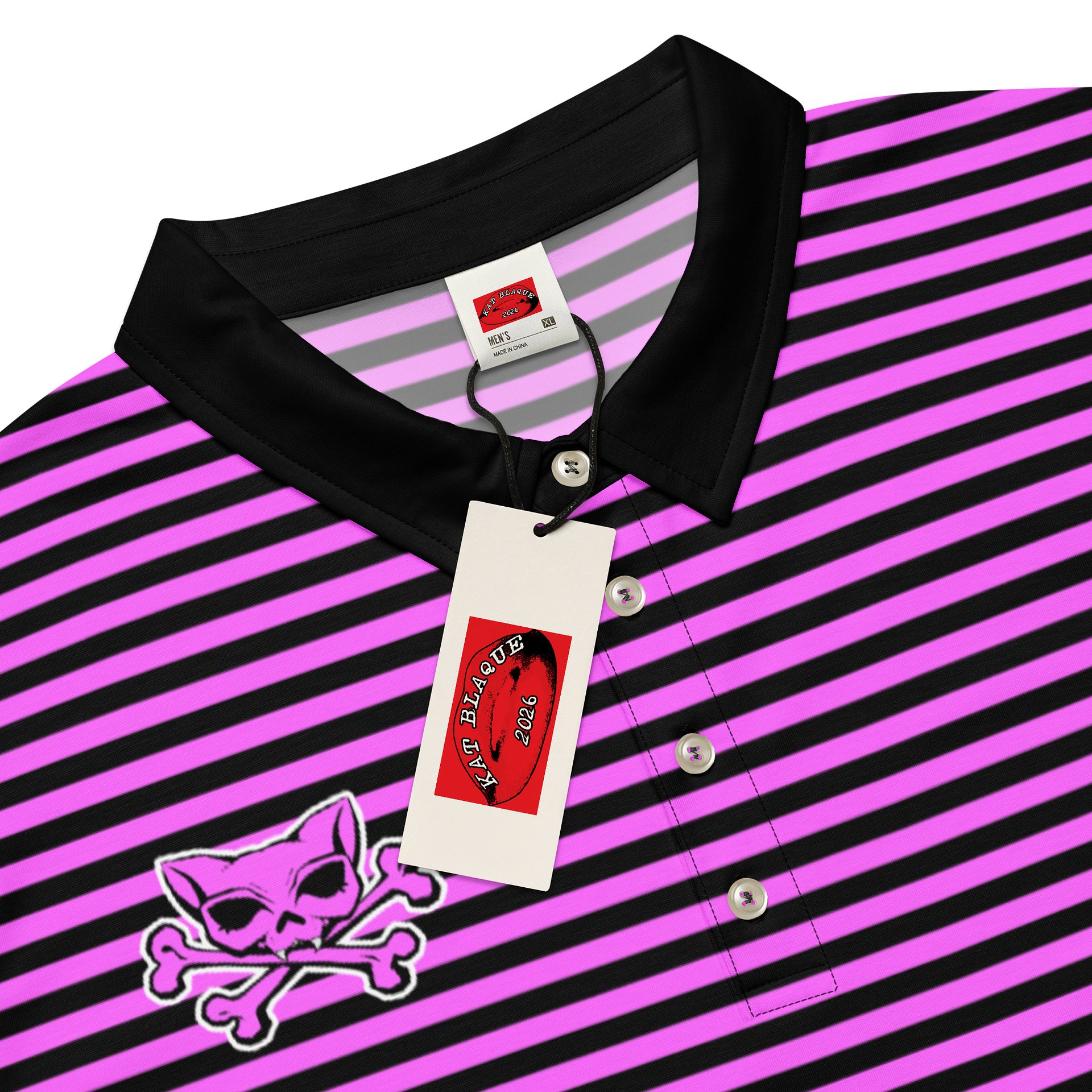 Pink and Blaque Red Kat Skull Polo product image (4)