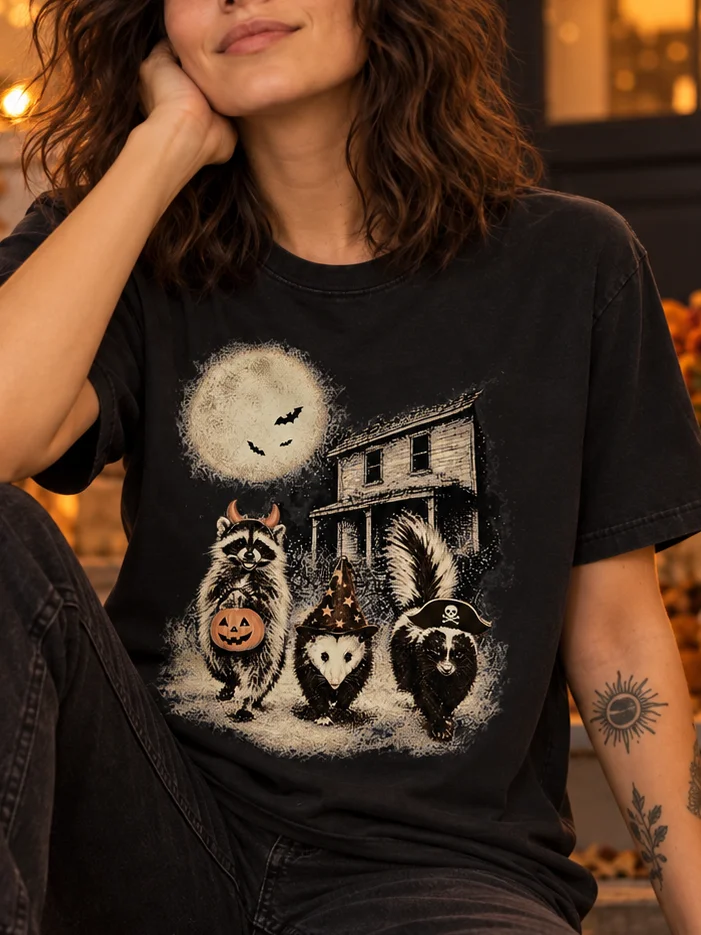 Halloween Raccoon Trio T-Shirt product image (2)