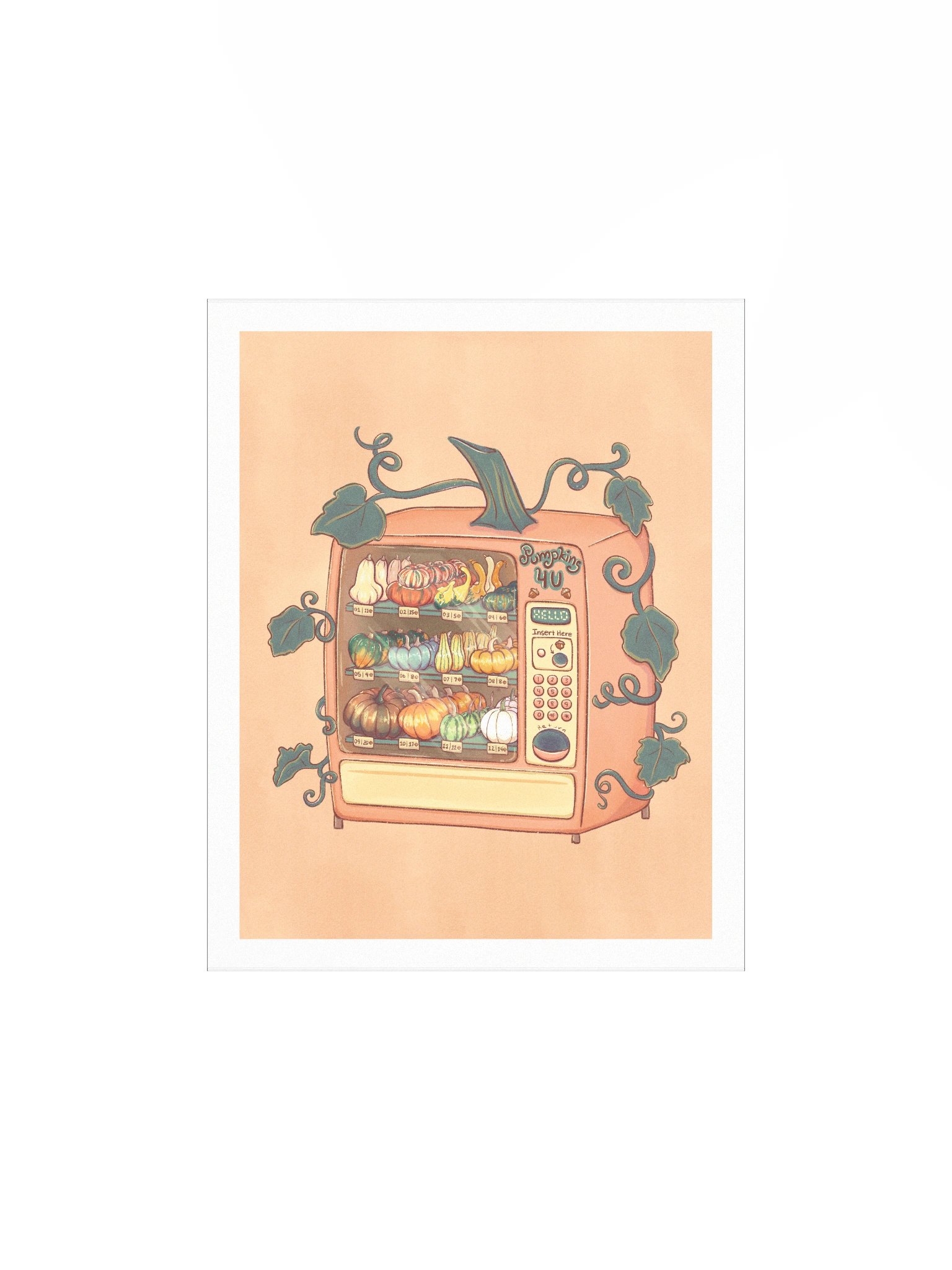 Pumpkin Vending Machine - Print with Orange Background product image (2)