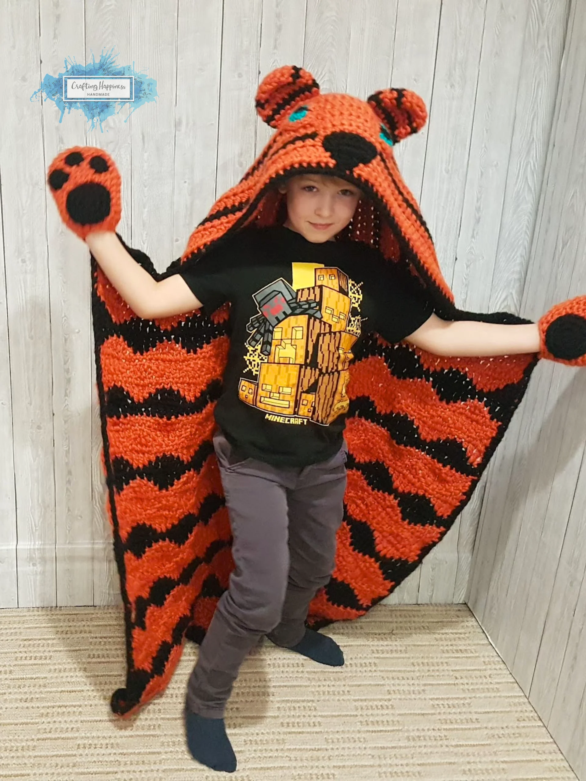 Tiger Hooded Blanket CROCHET PATTERN | Adult & Child Sizes (PDF) product image (5)