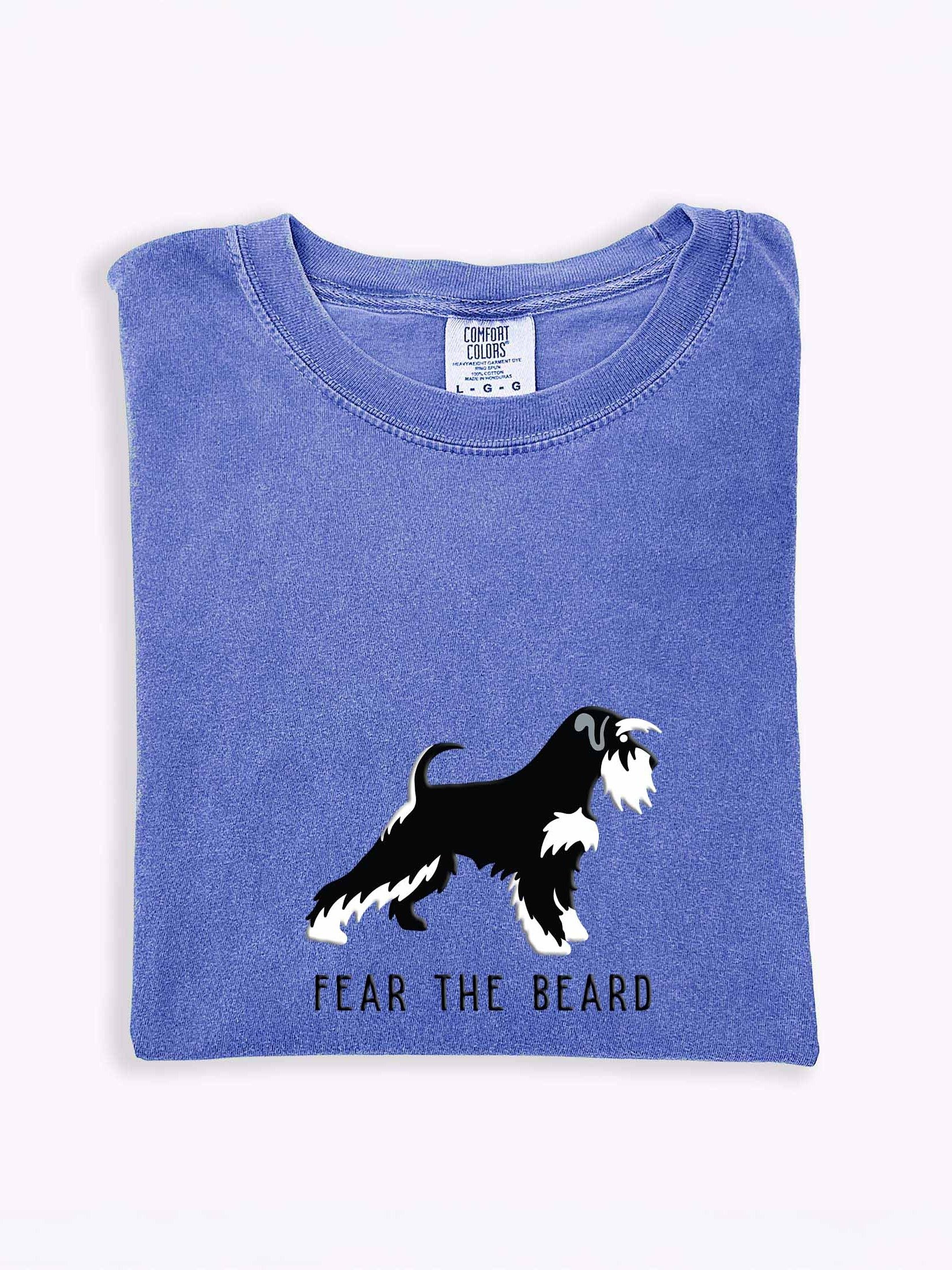 Fear the Beard T-Shirt(Embroidered) of a Miniature Schnauzer(Black & Silver) product image (1)