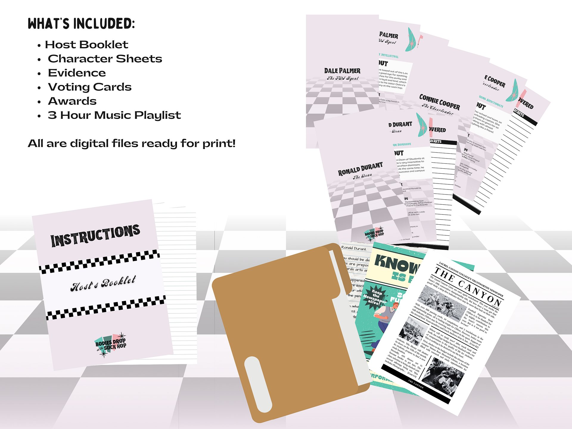 Bodies Drop at the Sock Hop - A 1950s Sock Hop Murder Mystery - 10-25 Player Base Game product image (2)