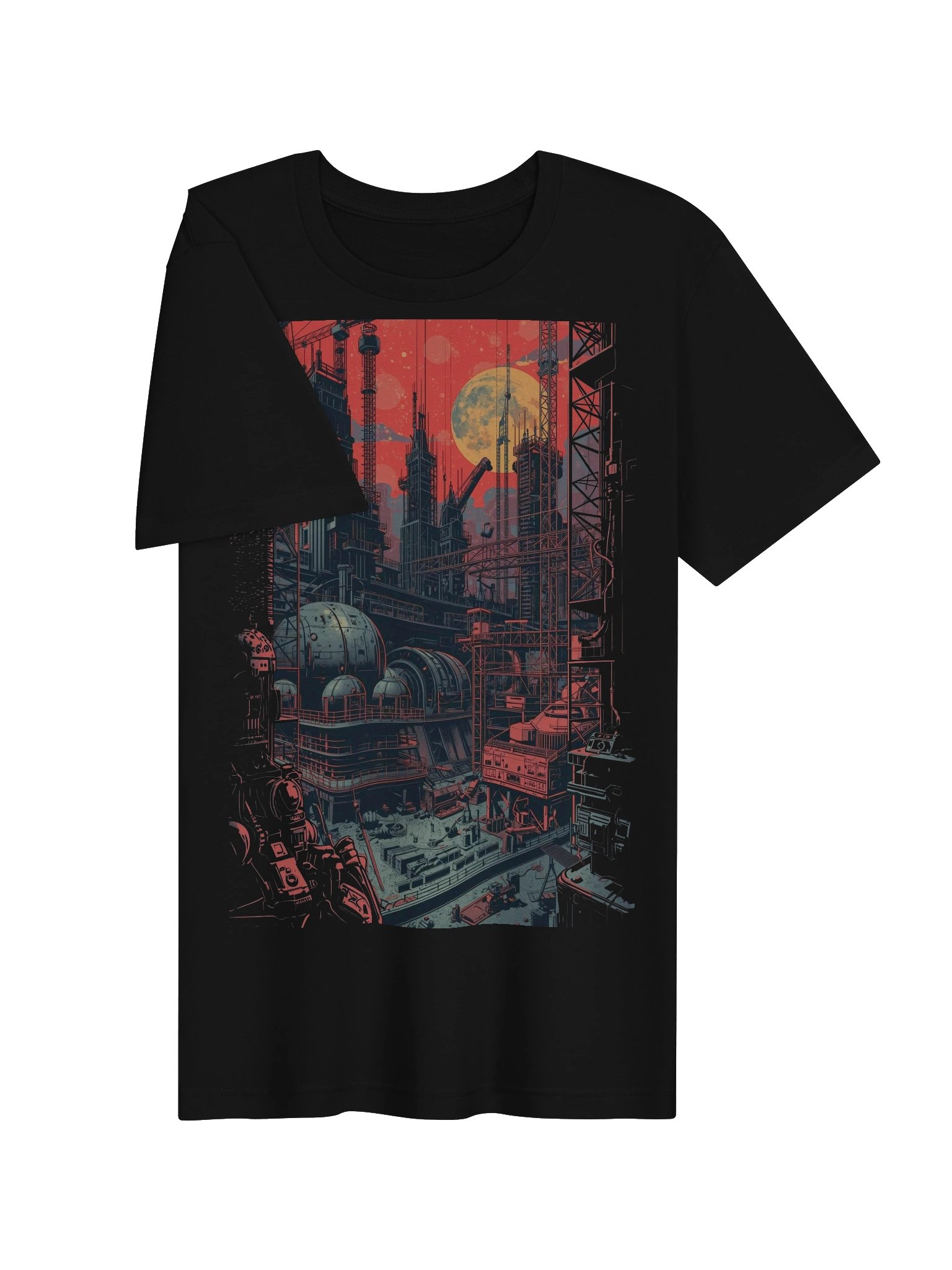 Retro Sci‑Fi Industrial Cityscape Lightweight T-Shirt product image (6)
