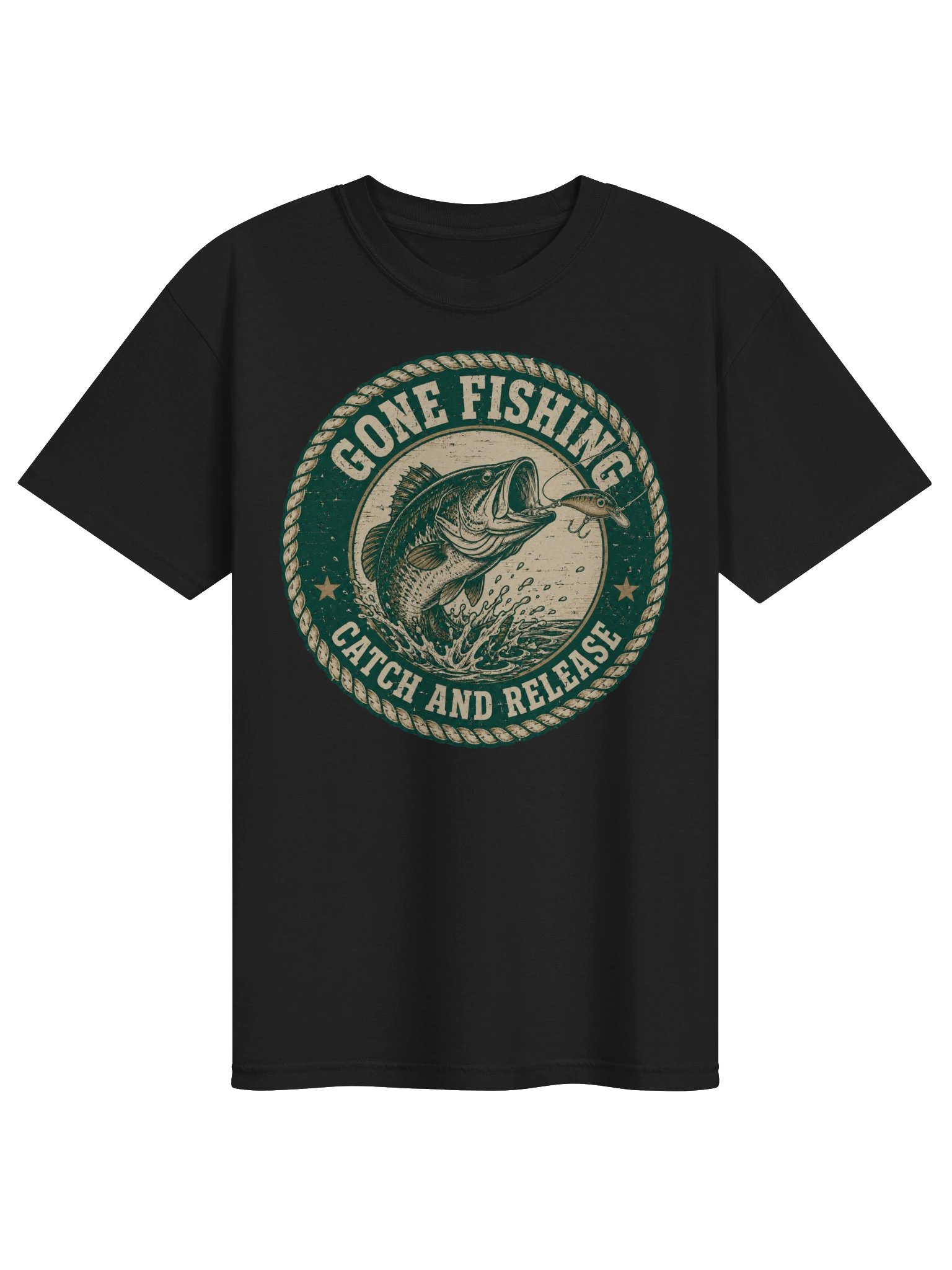 Gone Fishing T-Shirt | Vintage Bass Fishing Graphic Tee Gift for Fishermen product image (1)