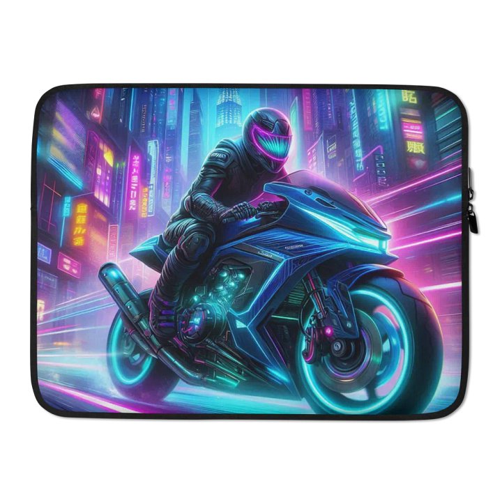 Neon Rider Laptop Sleeve | Ai Design Roads never end product image (2)