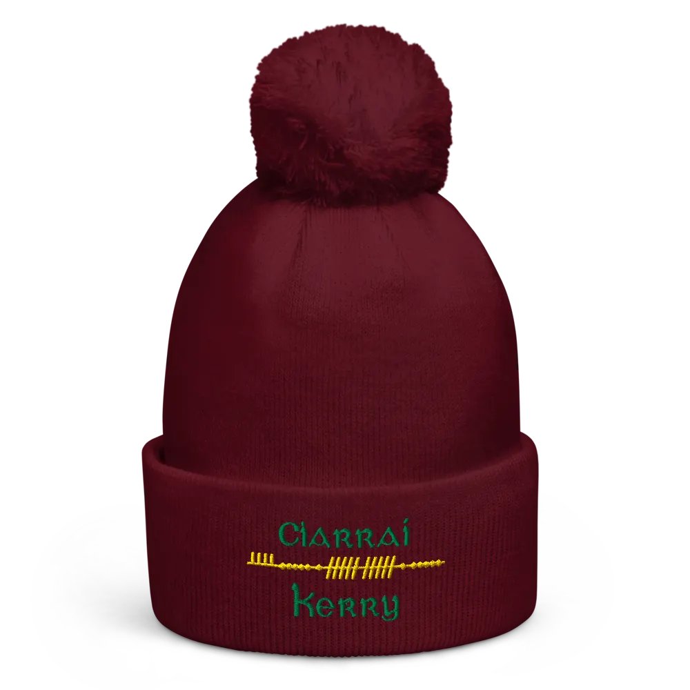 Kerry/Ciarraí Scholastic style Ogham embroidered embroidered Pom-Pom Beanie product image (3)