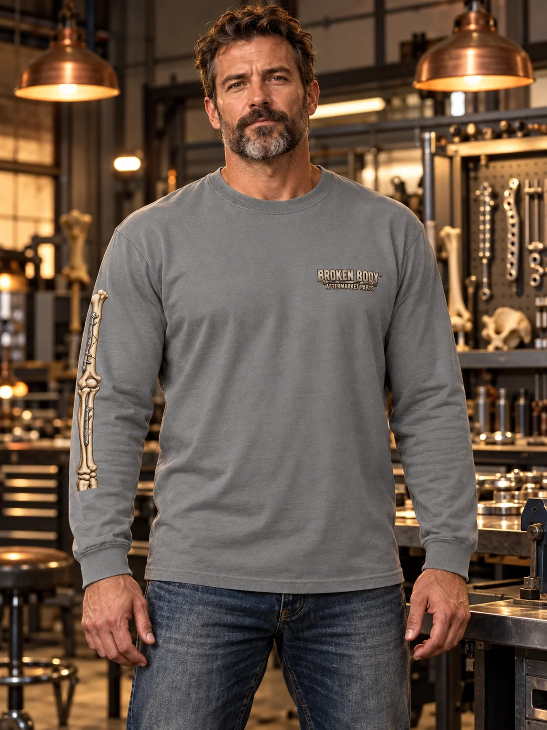 Arm Surgery Shirt — Aftermarket Parts Right Upper & Lower Arm Long-Sleeve Tee | Rebuild Shop product image (1)