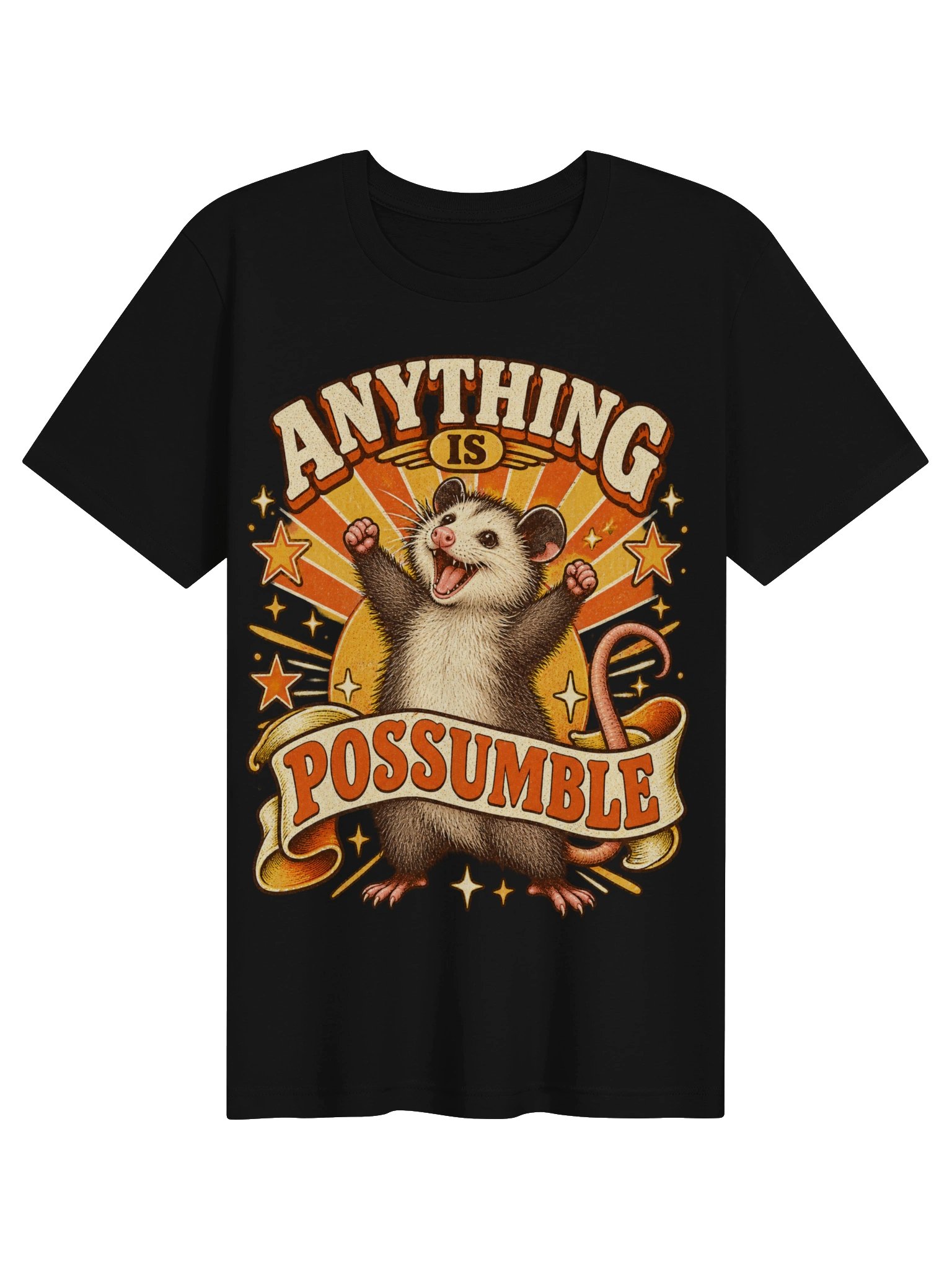 Anything is Possumble — Retro Motivational Possum Graphic Tee product image (1)