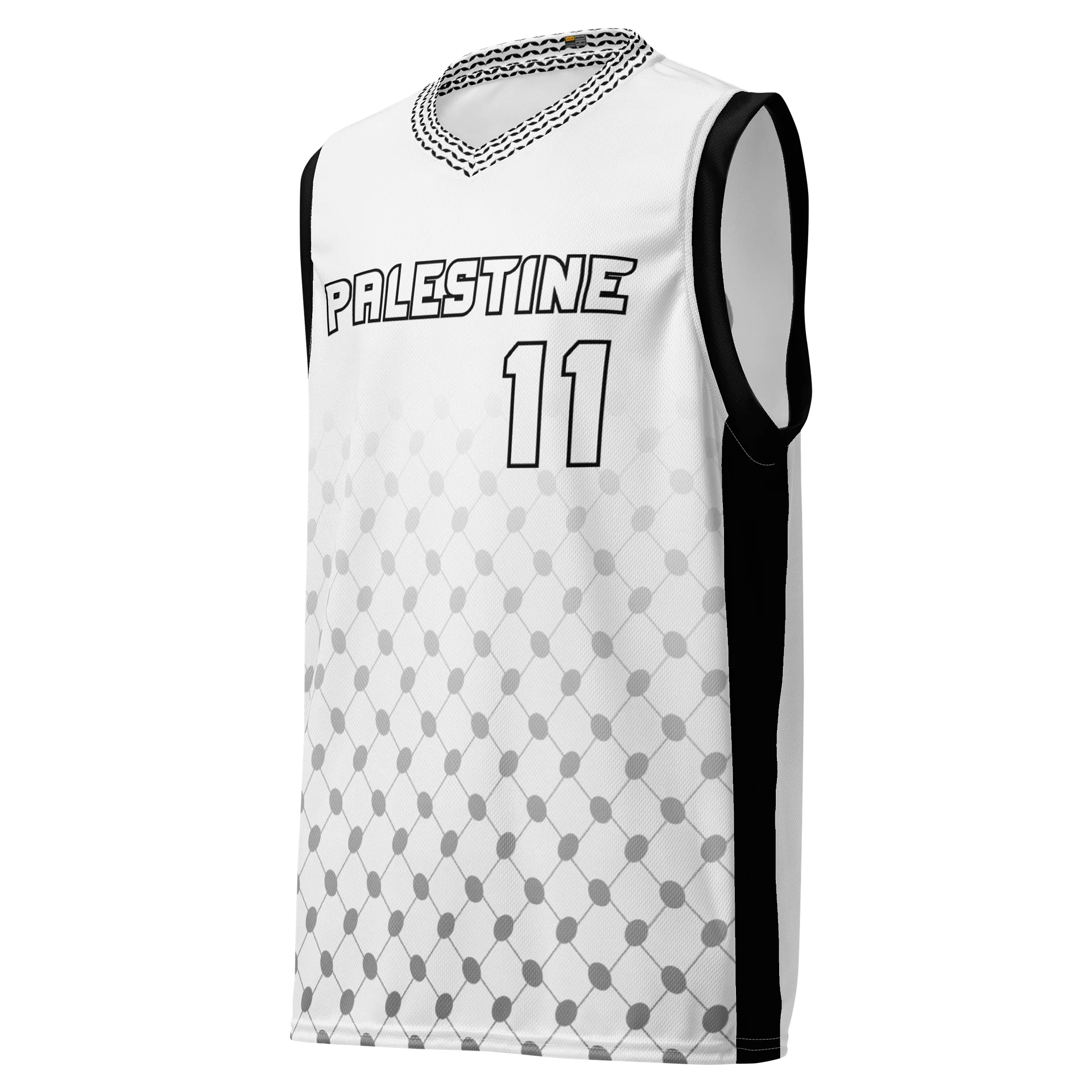 Palestine Basketball Jersey Black and White Unisex product image (2)