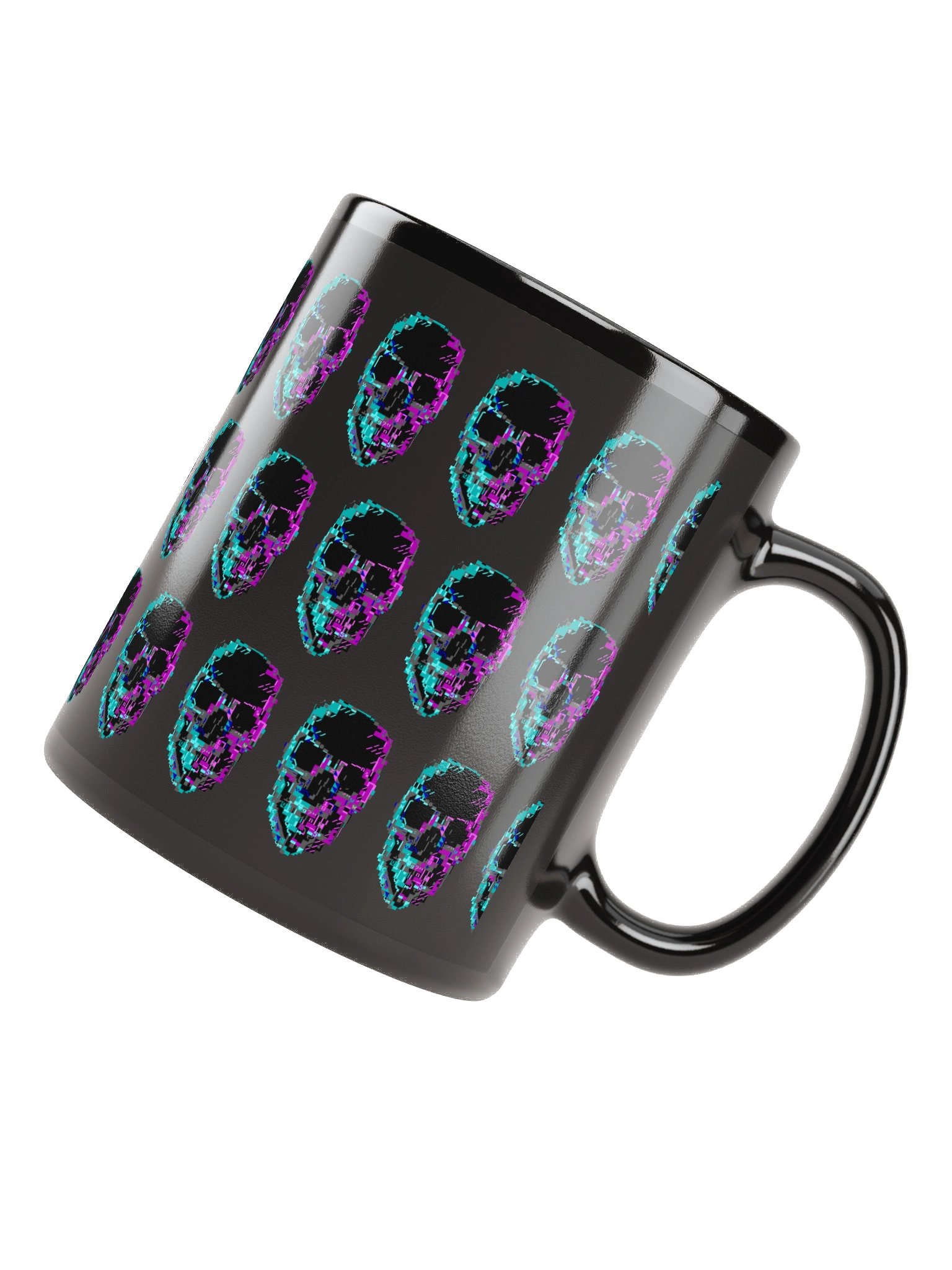 Cyberpunk ASCII Glitch Skull Mug product image (8)