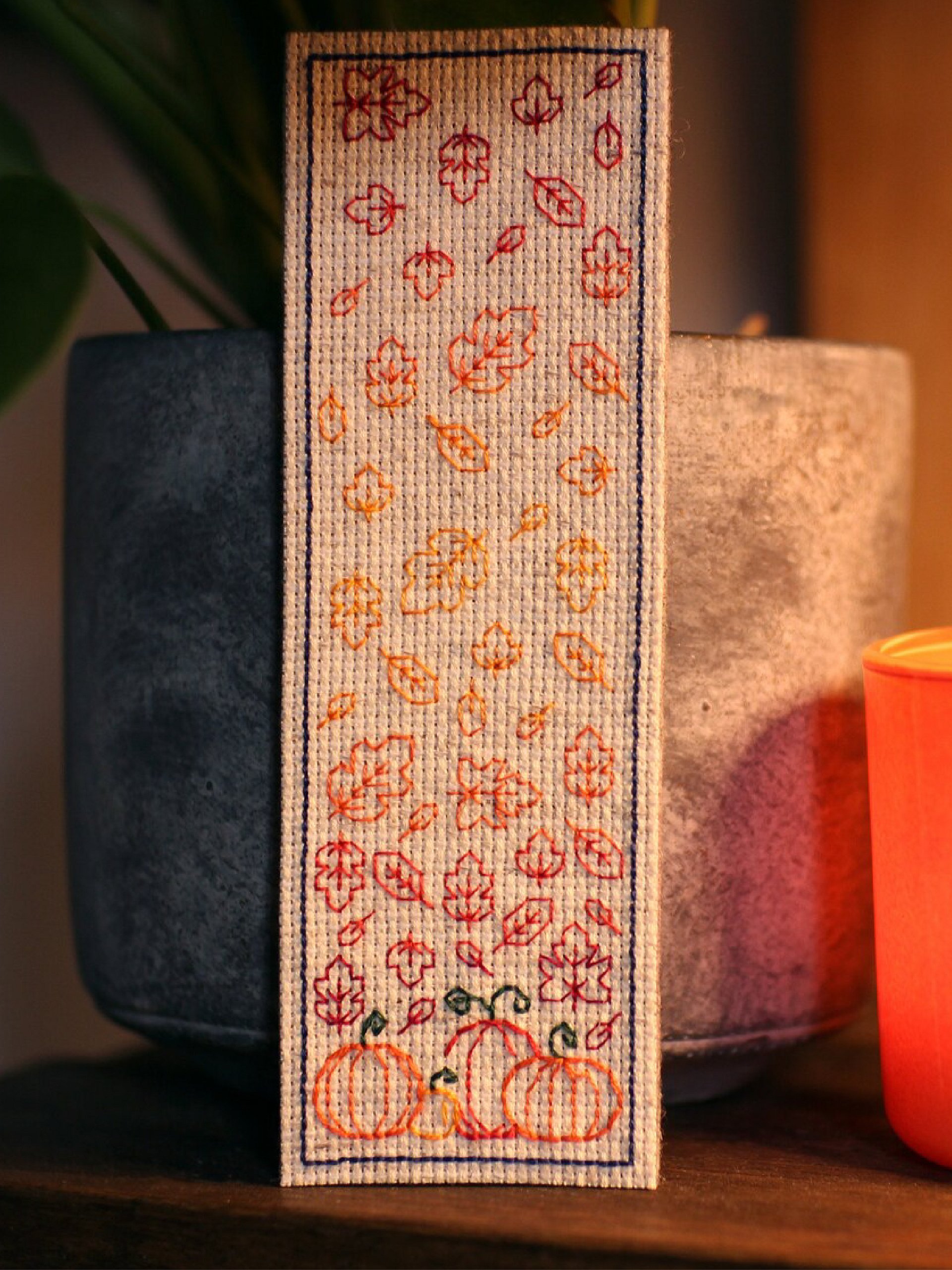 Falling Leaves Bookmark • Blackwork Cross Stitch Pattern • PDF Digital Download product image (5)