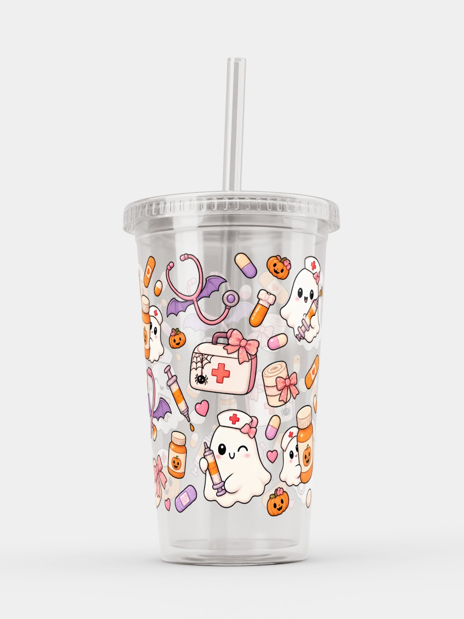 Halloween X Nurse Mashup Clear Wall Tumbler 16 Oz (473 ml) product image (6)