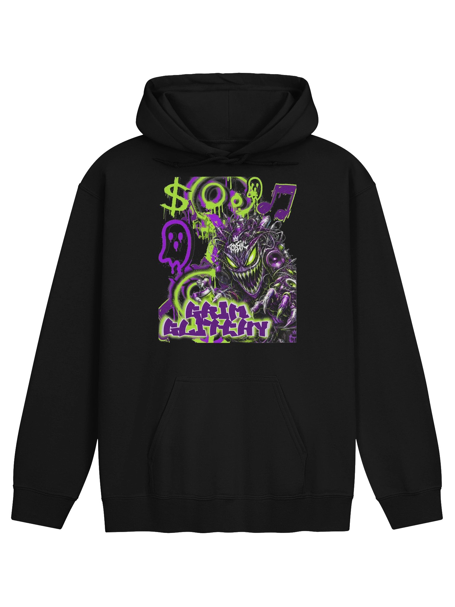 Grim Glitchy Neon Hoodie product image (1)