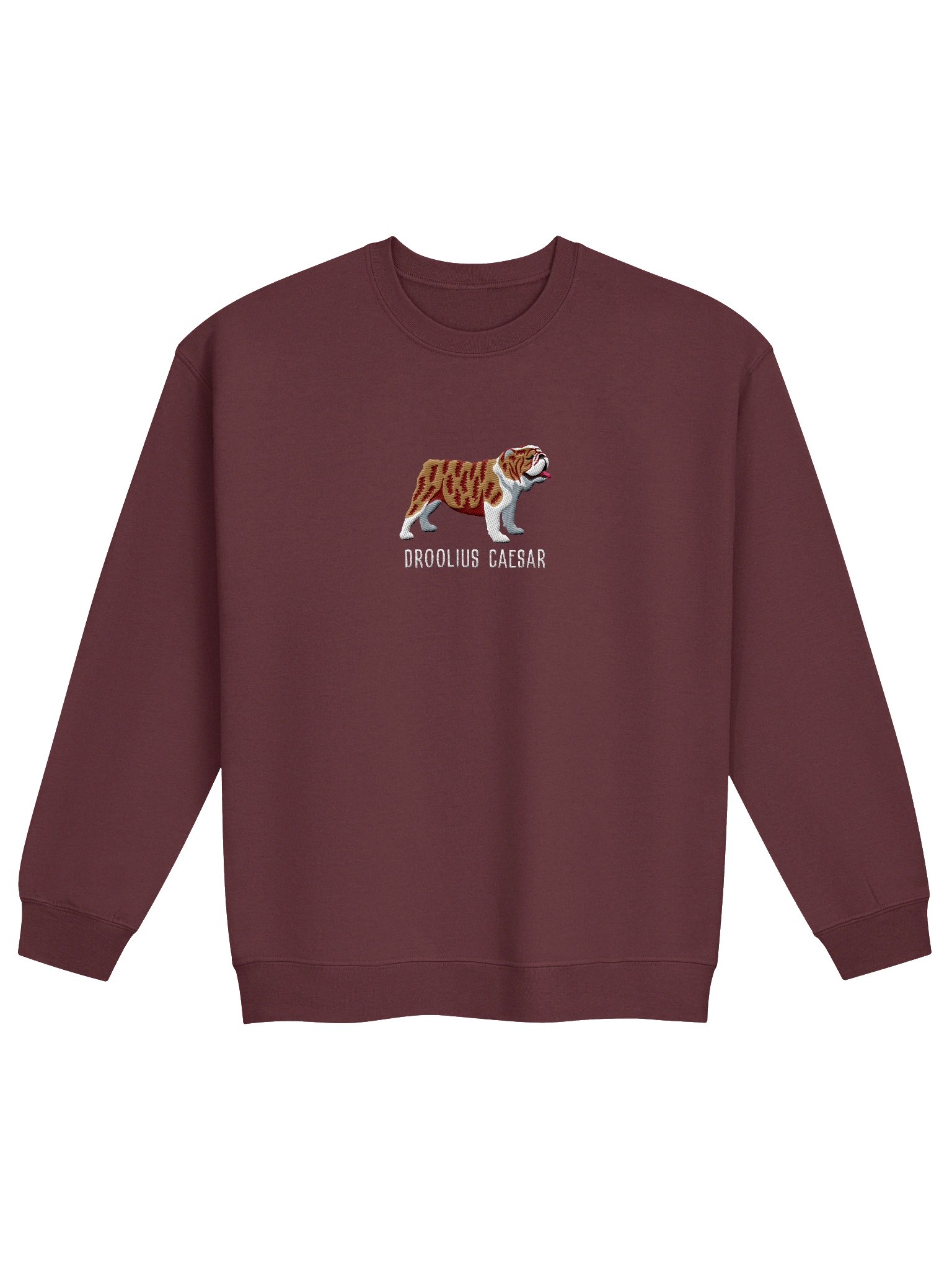 Droolius Caesar Sweatshirt (Embroidered) of an English Bulldog(Brindle & White) product image (4)