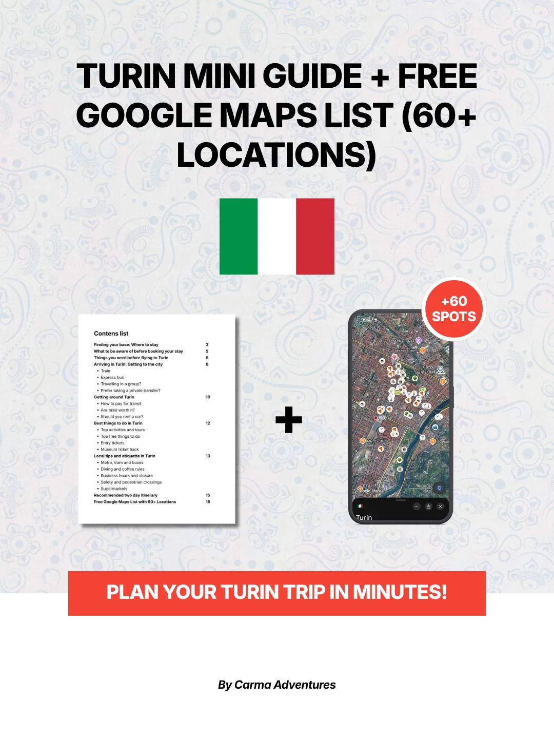 Turin Mini Guide + FREE Google Maps List (60+ LOCATIONS) product image (1)