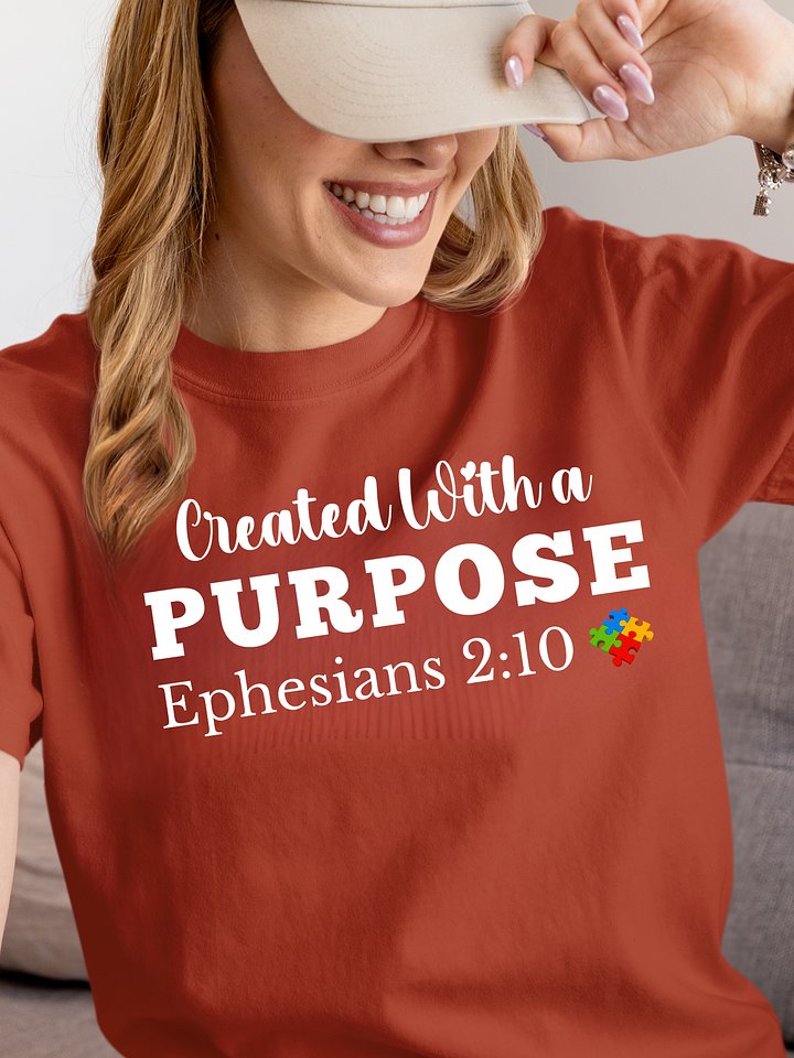 Created With A Purpose : Comfort Colors T-shirt | Christian Faith | Autism Acceptance I Gift To Mom, Dad, Child With Autism product image (1)